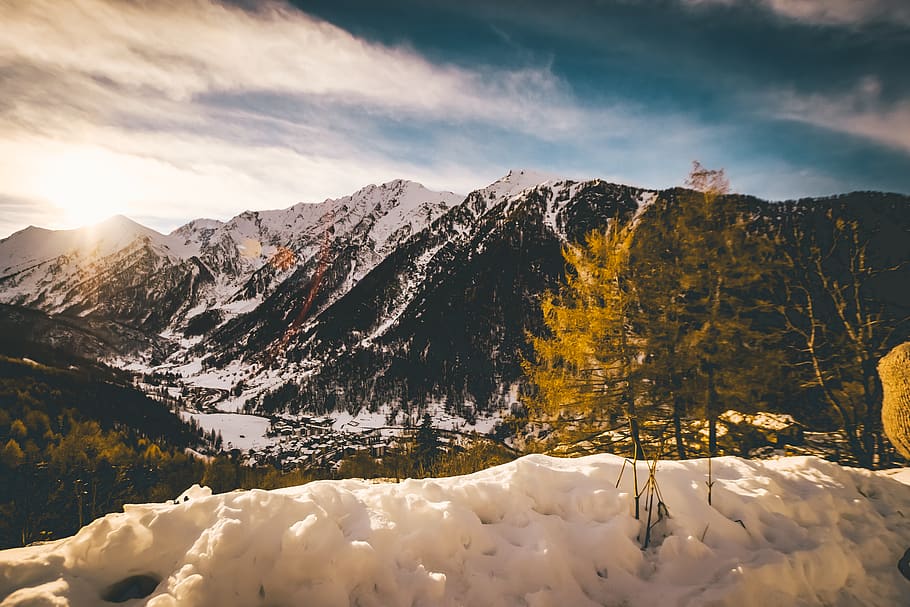 Landscape Photography of Snow Capped Mountain Range, adventure HD wallpaper