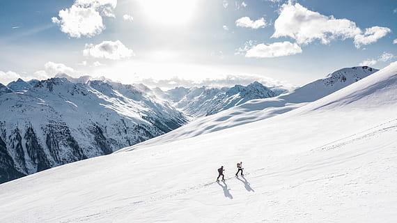 Two Man Hiking on Snow Mountain, adventure, alpine, climb, cold HD wallpaper