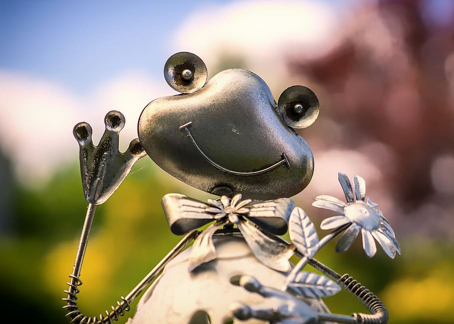 greetings, laugh, friendly, animal world, small, frog, metal figure HD wallpaper