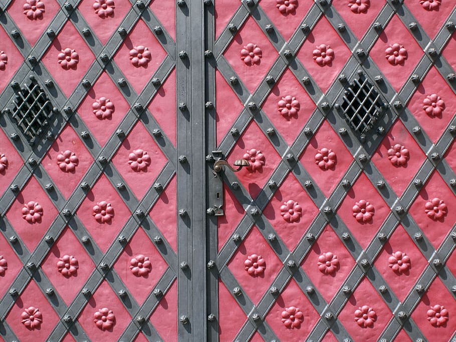 pink and gray metal door, accessories, tie, accessory, prague, HD wallpaper