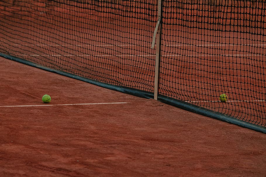 baseball in net goal, sport, tennis, court, tennis ball, tennis net HD wallpaper