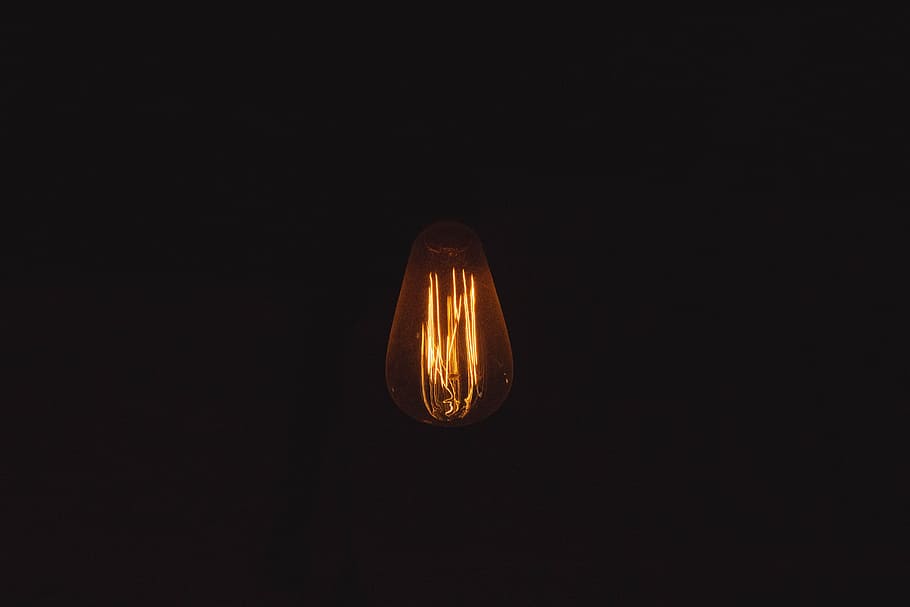 turned-on Edison bulb, light, filament, idea, lighting, lightbulb HD wallpaper