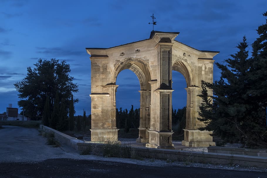 lights, night, calahorra, la rioja, dark, architecture, urban, HD wallpaper