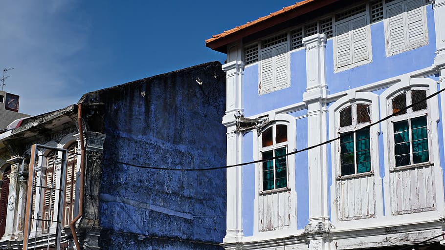white concrete building, george town, malaysia, apartment building HD wallpaper