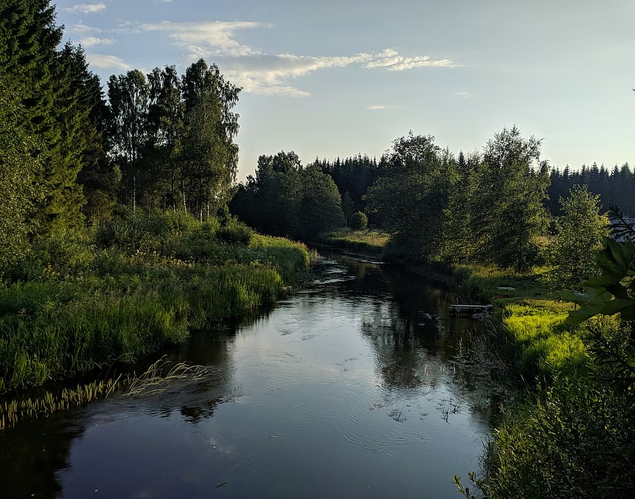 estonia, tartu, lake, river, sunset, trees, sky, clouds, contrast, HD wallpaper