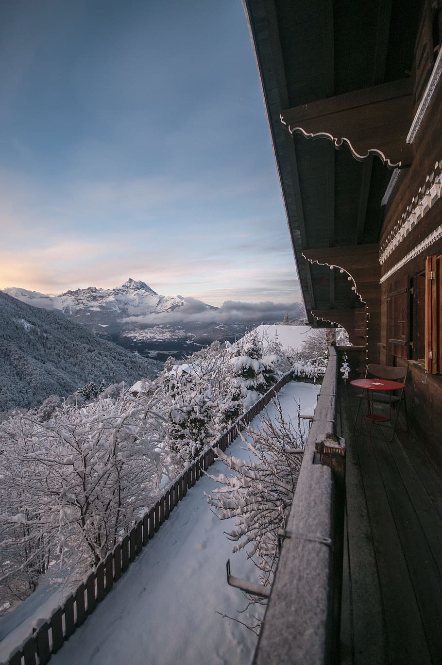 nature, landscape, mountain, cold, winter, wooden, construction HD wallpaper