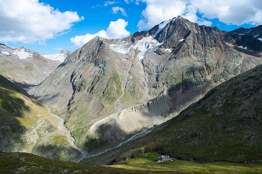 alps, mountain, chalet, austria, landscape, beauty in nature HD wallpaper