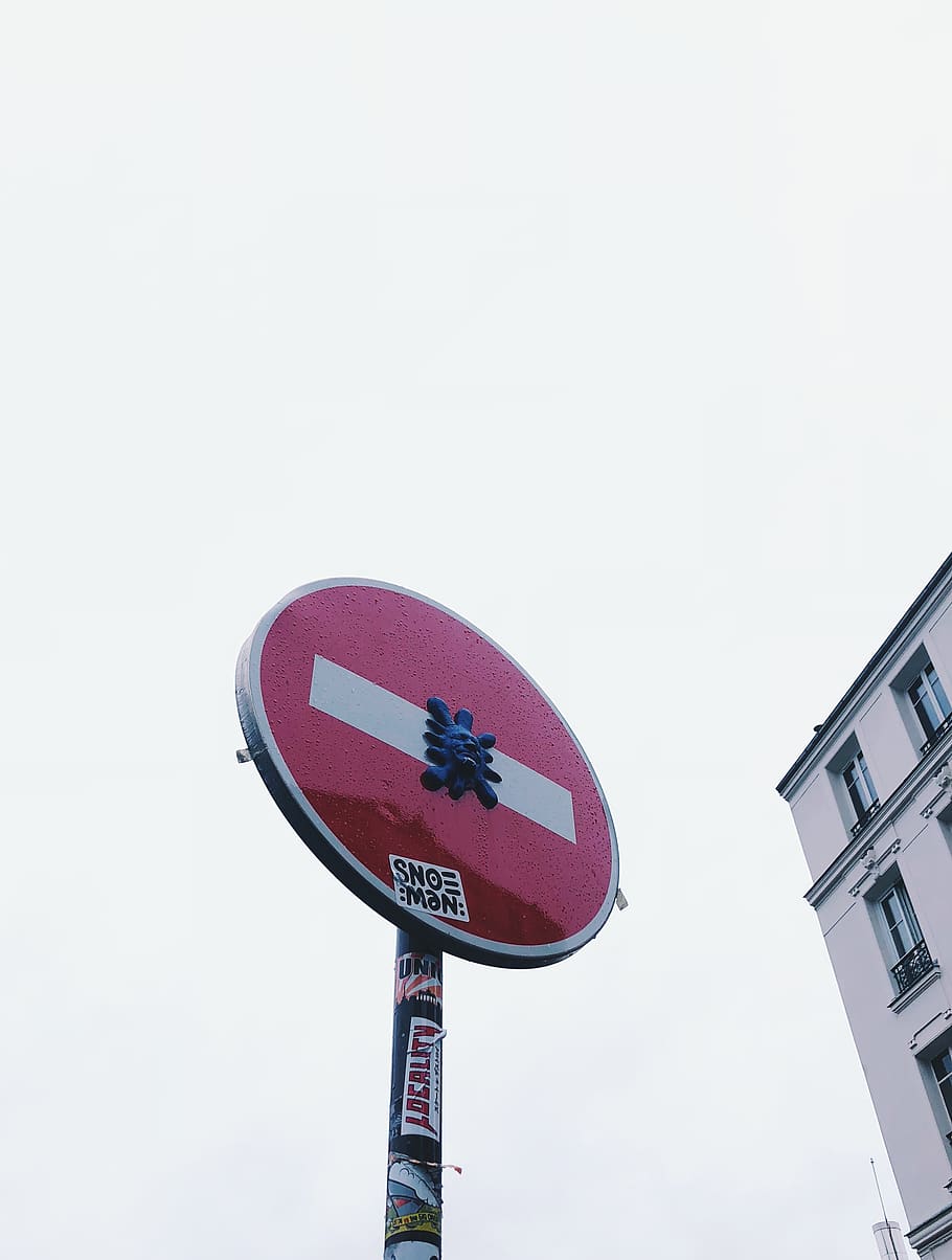 red and white stop road sign during daytime, color, pole, sticker, HD wallpaper
