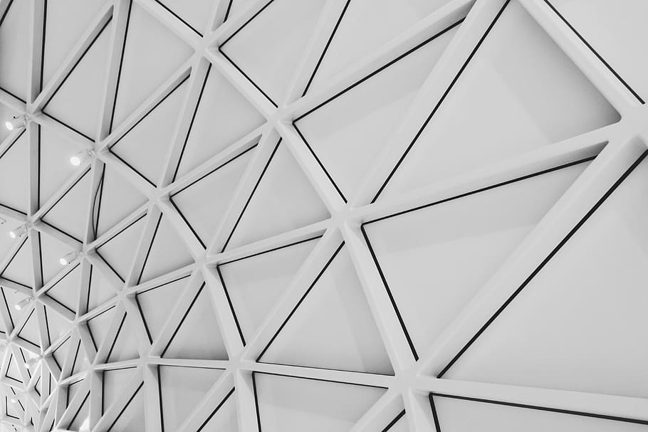 White Modern Art Poster, architectural design, black and white HD wallpaper