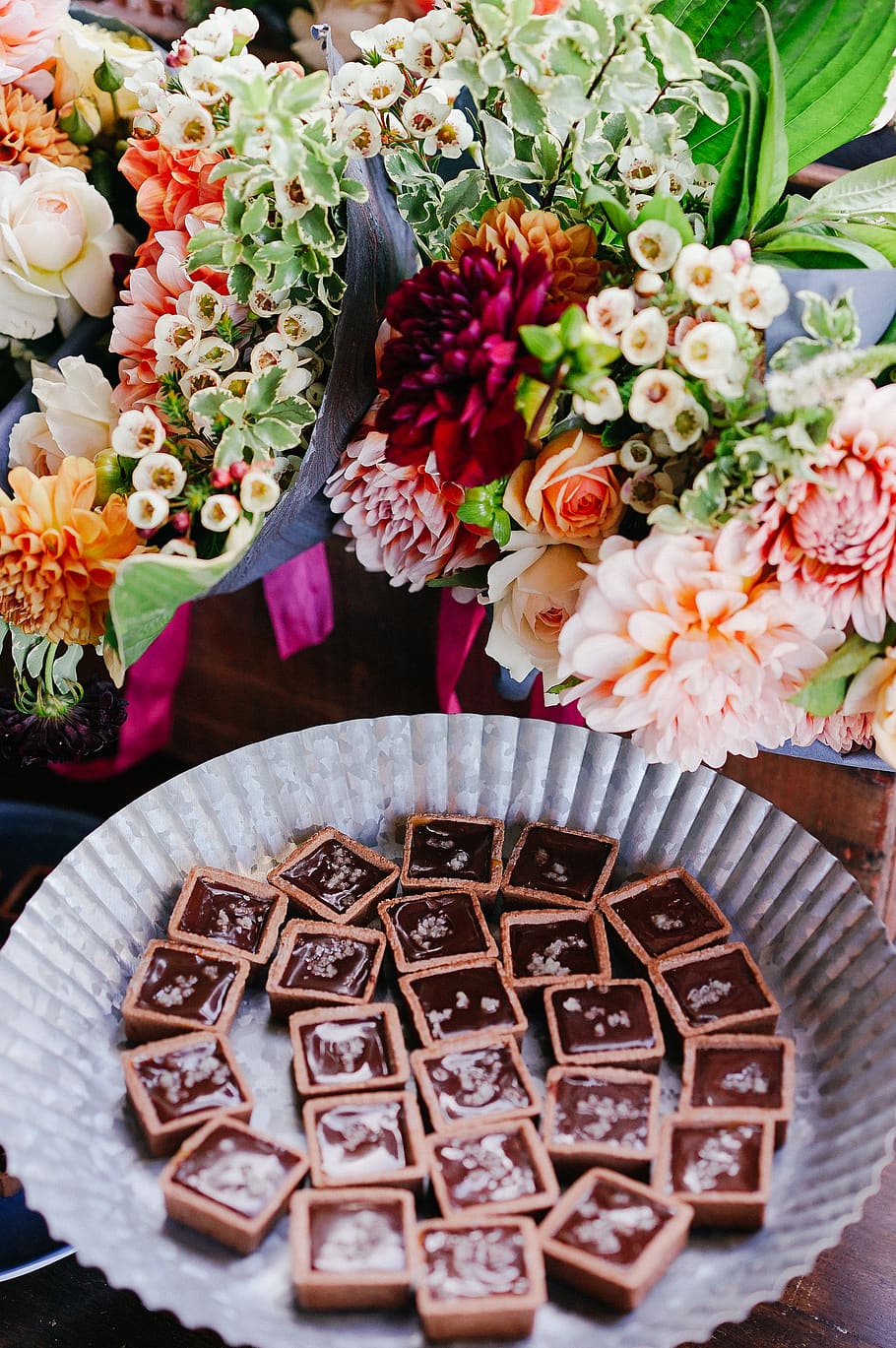 assorted flower bouquets and chocolates, flowering plant, freshness HD wallpaper
