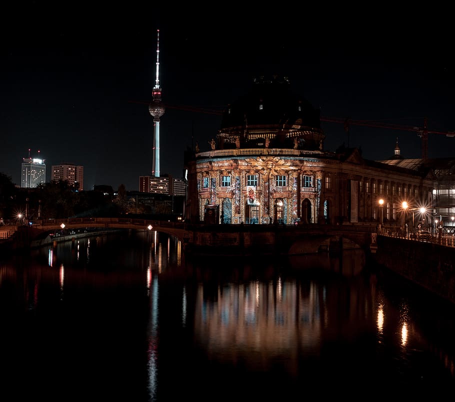 germany, berlin, potsdamer platz 63, architecture, night, building exterior HD wallpaper