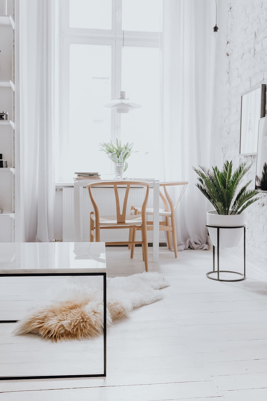 Living Room With Scandi Interior Design, Un'common Marble Table HD wallpaper