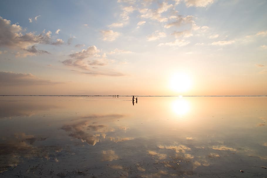 sunset photo, sky, water, beauty in nature, reflection, sea, scenics - nature HD wallpaper