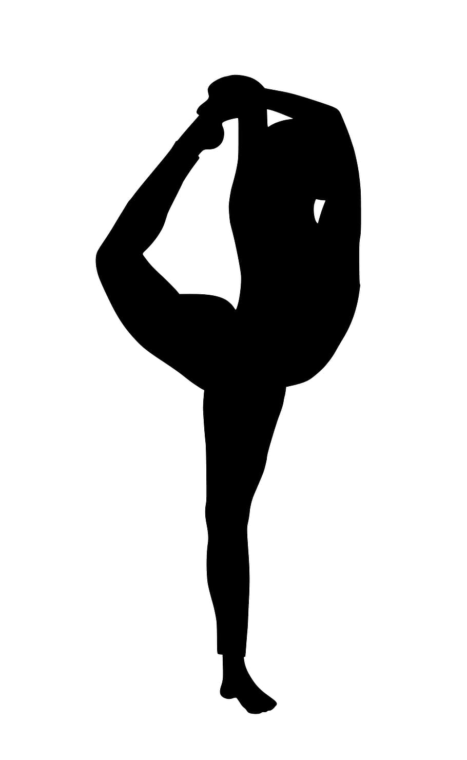 Silhouette of dancer or yoga student stretching, fitness, pose