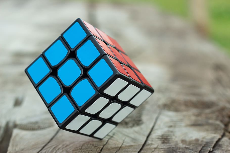 3 by 3 Rubik's Cube Selective Focus Photography, abstract, blur, HD wallpaper