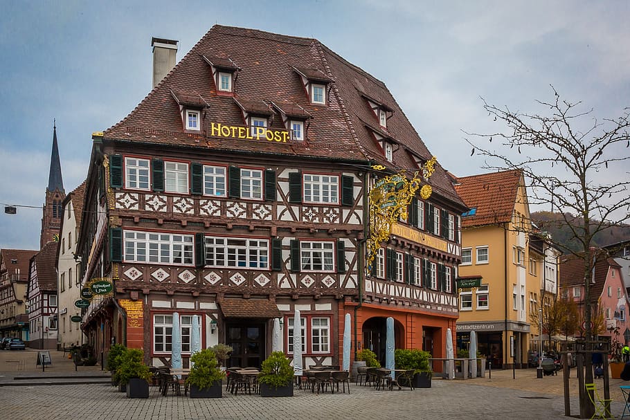 nagold, black forest, post, hotel post, truss, middle ages HD wallpaper
