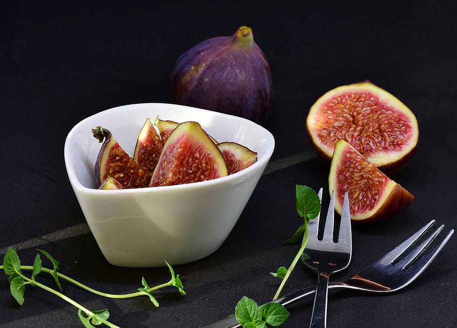 fig, sliced, dessert, fruit, healthy, food, cut in half, ficus carica, HD wallpaper