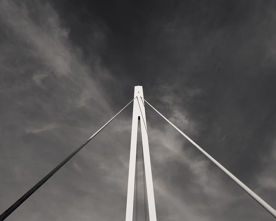 urban, infrastructure, bridge, sky, blackandwhite, contrast HD wallpaper