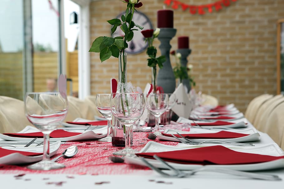 party, table, wedding, red, wineglass, place setting, household equipment HD wallpaper