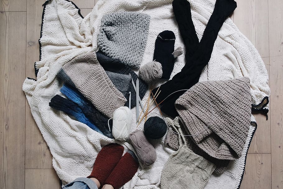 gray beanie hat, no people, textile, high angle view, clothing HD wallpaper
