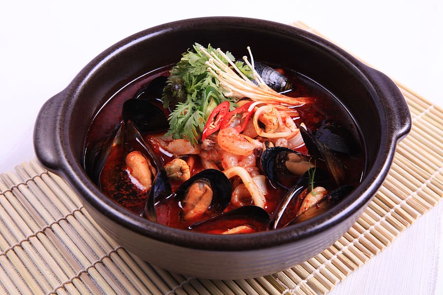 spicy seafood, jjampong, jjampong seoul, korea, korean, korea food, HD wallpaper