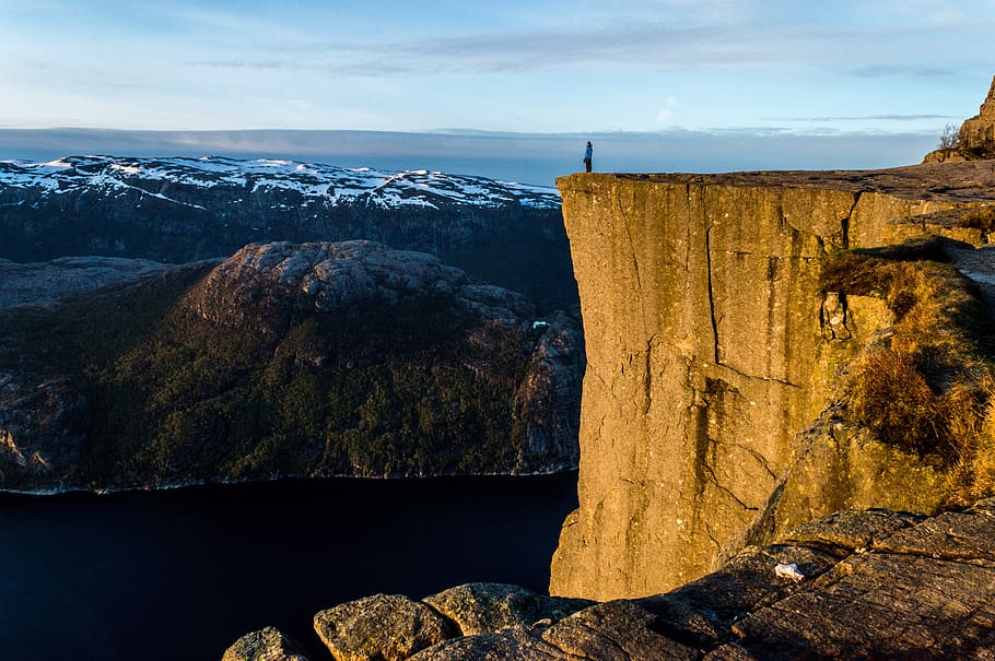 preikestolen, norway, scandinavia, rock, cliff, fjord, pulpit, HD wallpaper