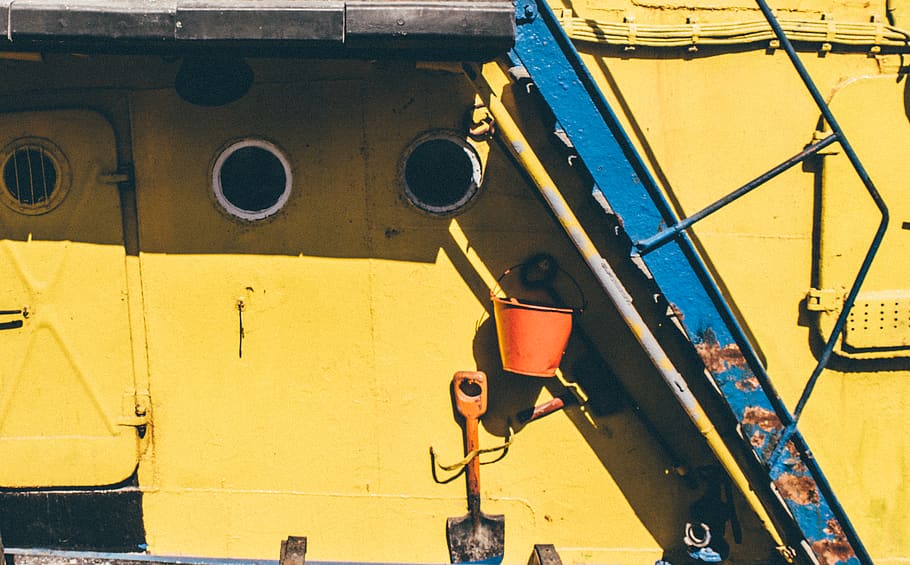 yellow, day, no people, metal, architecture, mode of transportation HD wallpaper