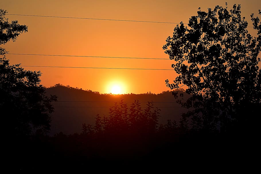 sunrise, sky, landscape, nature, meditation, orange, dawn, panoramic HD wallpaper