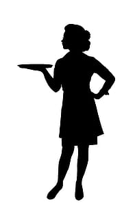 Woman waitress in silhouette, waiter, serving, uniform, service HD wallpaper
