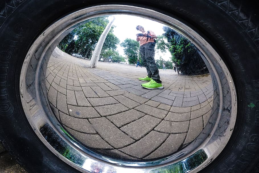 mirror, car, reflection, vehicle, glass, wheel, hotrod, selfie HD wallpaper