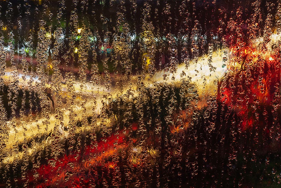water drops view, full frame, backgrounds, glass - material, transparent HD wallpaper