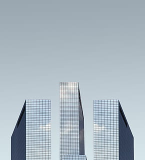 glass buildings under blue sky, symmetry, reflection, architecture HD wallpaper