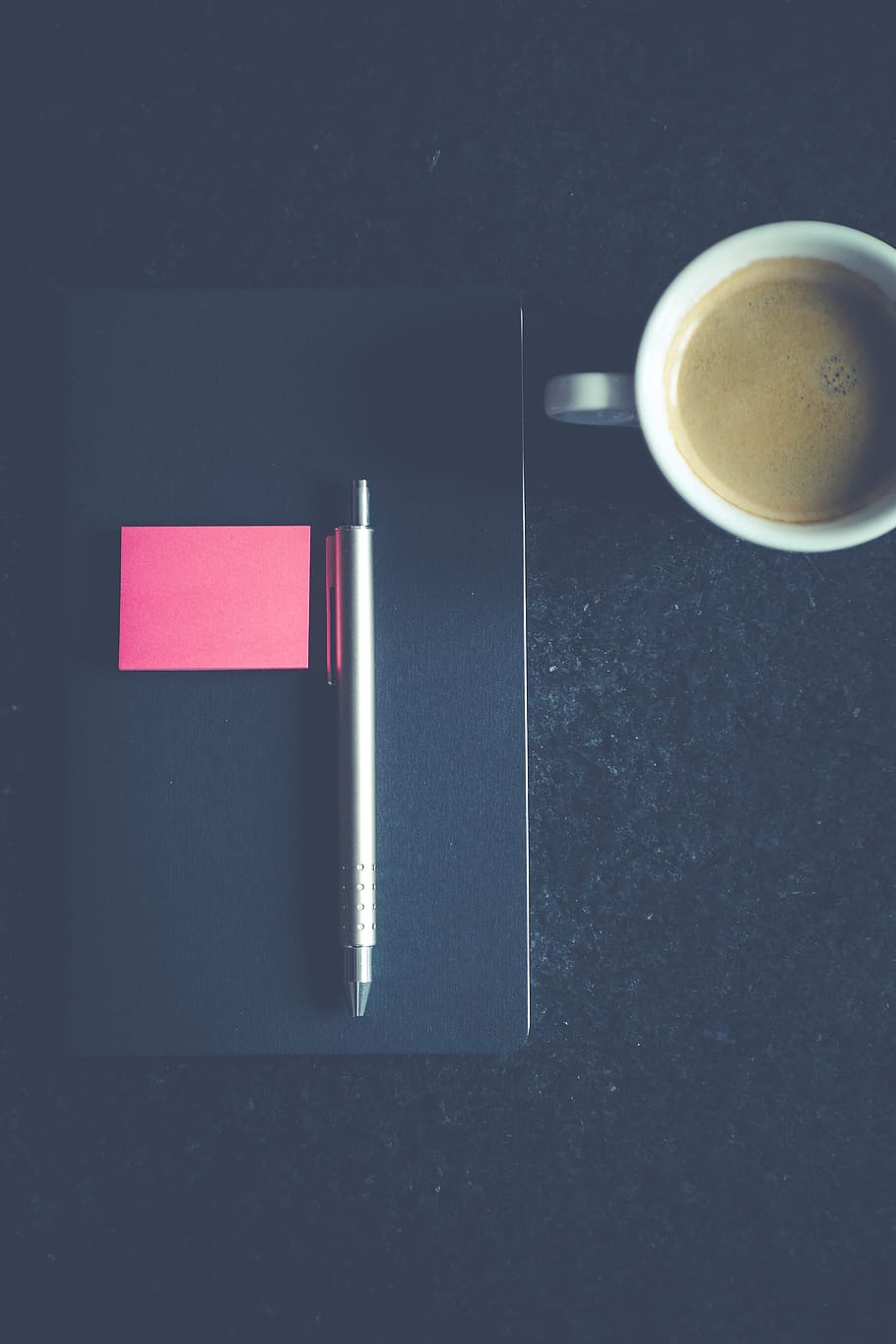 notebook, pen, post-it, coffee, cup, office, write, paper, desk HD wallpaper