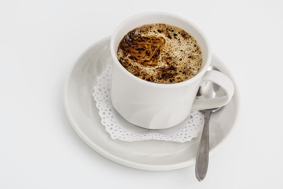 White Ceramic Cup With Coffee, beverage, caffeine, cup of coffee HD wallpaper