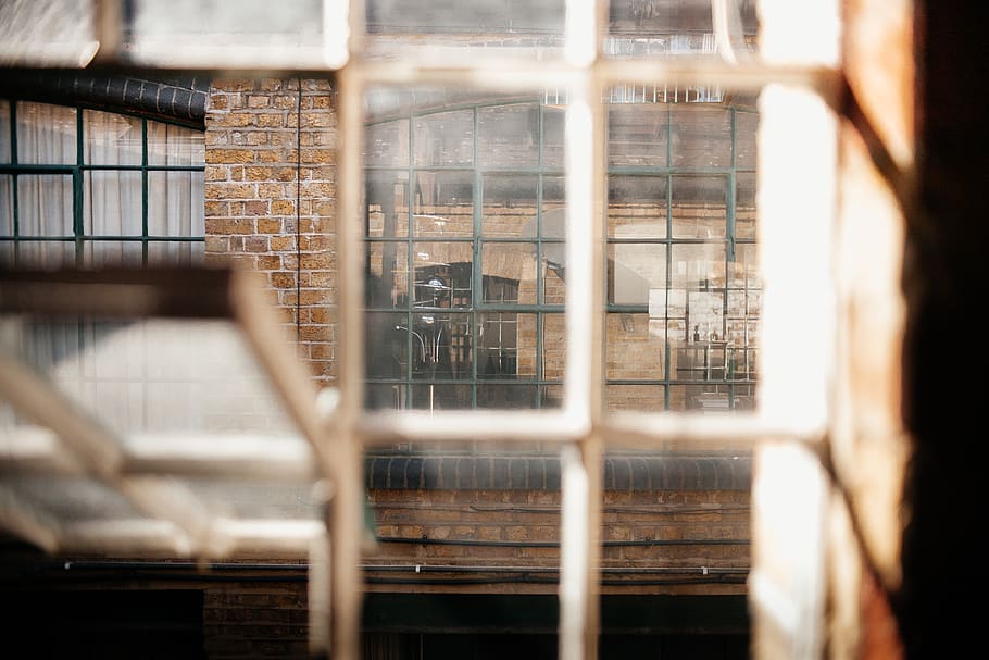 open white window, brick, female, girl, handrail, banister, picture window HD wallpaper