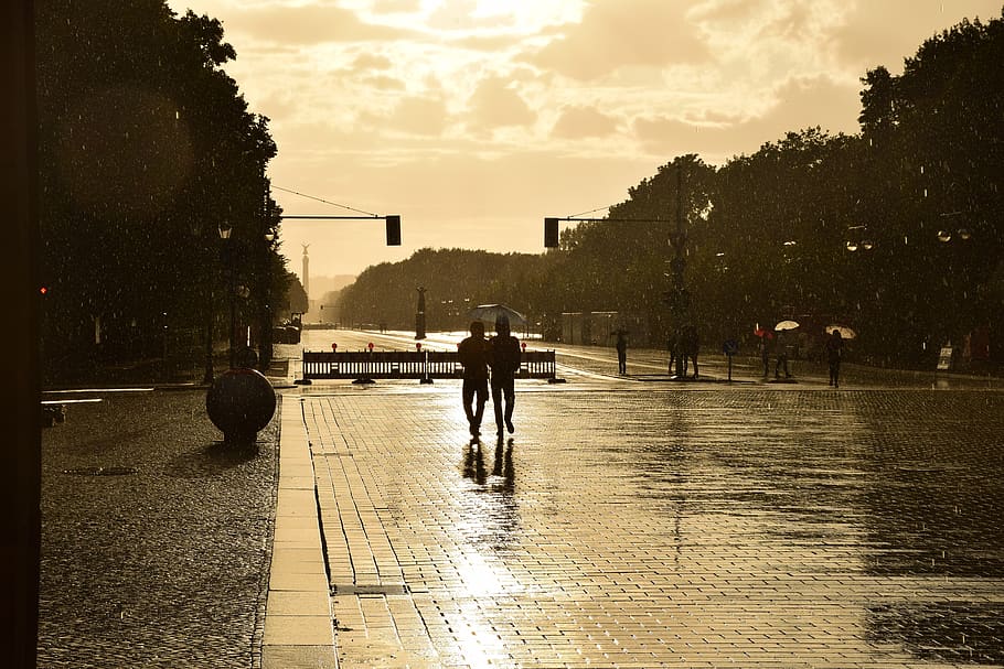 berlin, rain, sky, capital, germany, city, people, architecture HD wallpaper