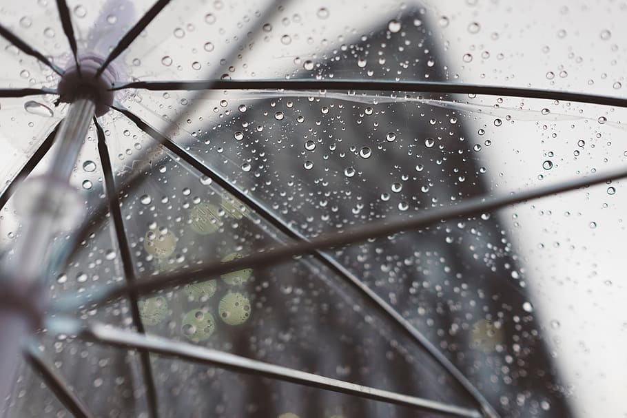 rain, umbrella, plastic, water, cold, weather, building, architecture, HD wallpaper