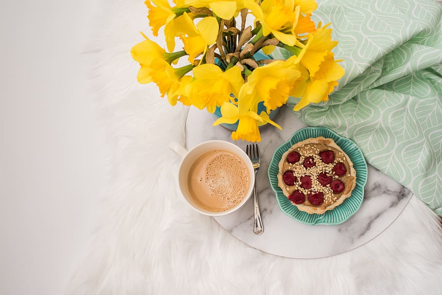 white ceramic teacup with coffee, food and drink, flower, flowering plant HD wallpaper