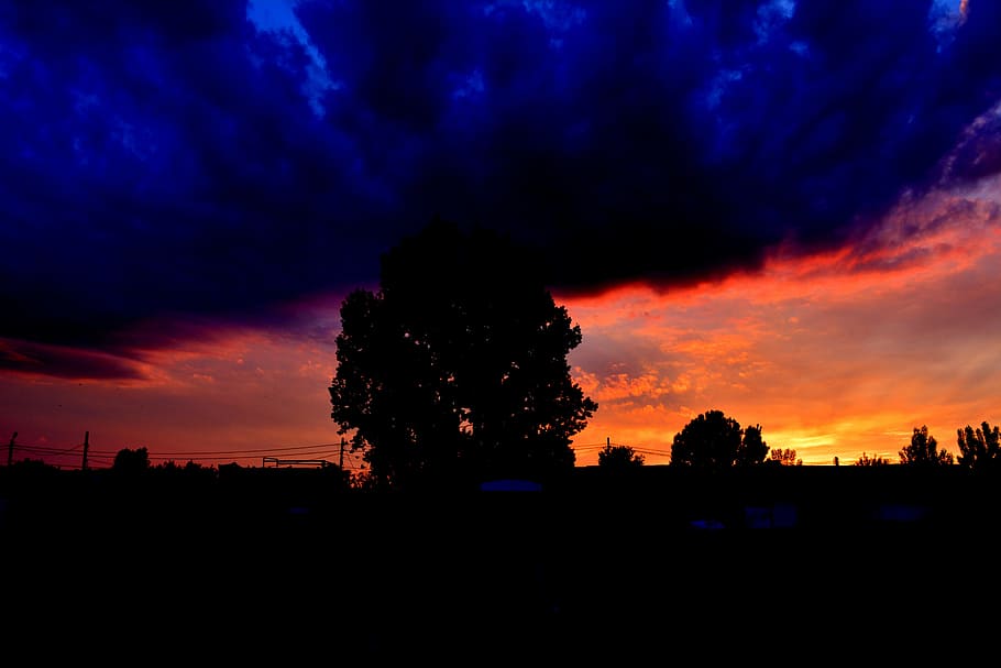 cloud, cloudy, sunset, nature, dark, eve, evening, silhouette HD wallpaper