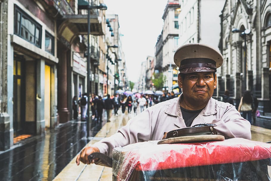 man wearing grey hat, person, human, people, mexico, building HD wallpaper