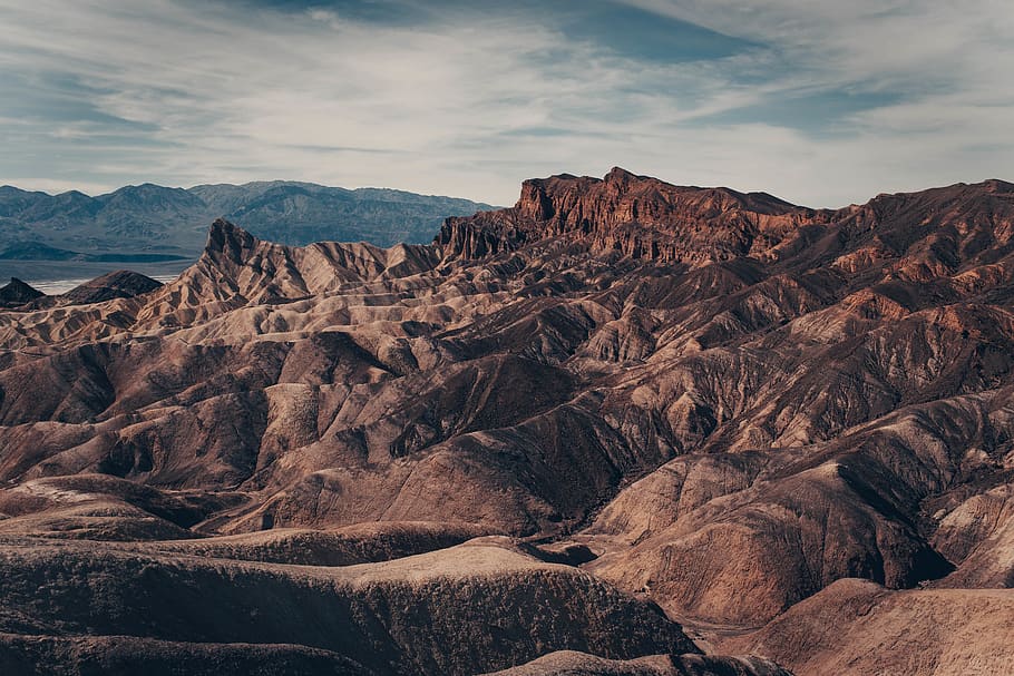brown mountains under white clouds, rock, beauty in nature, scenics - nature HD wallpaper