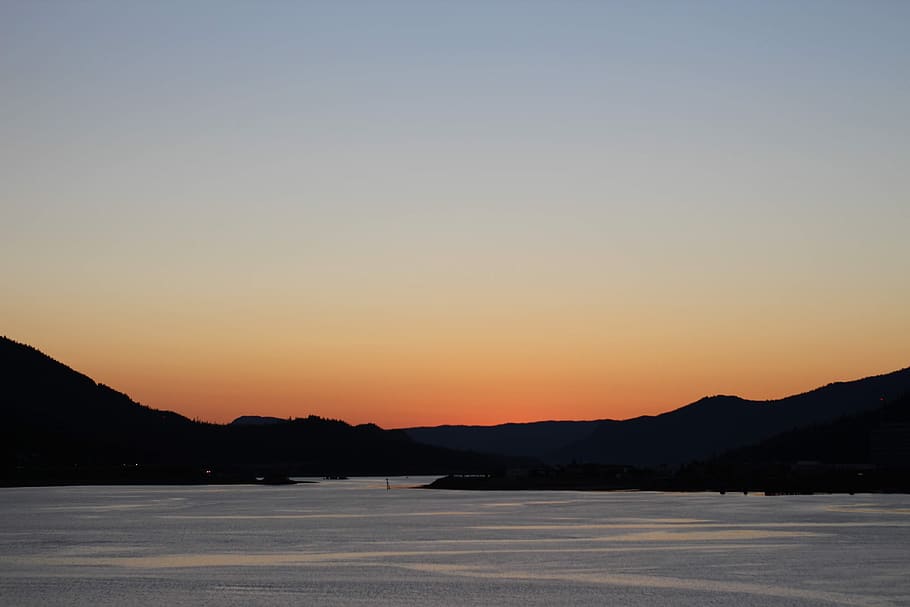 dusk sunset, sky, evening, clouds, mood, sea, landscape, nature HD wallpaper
