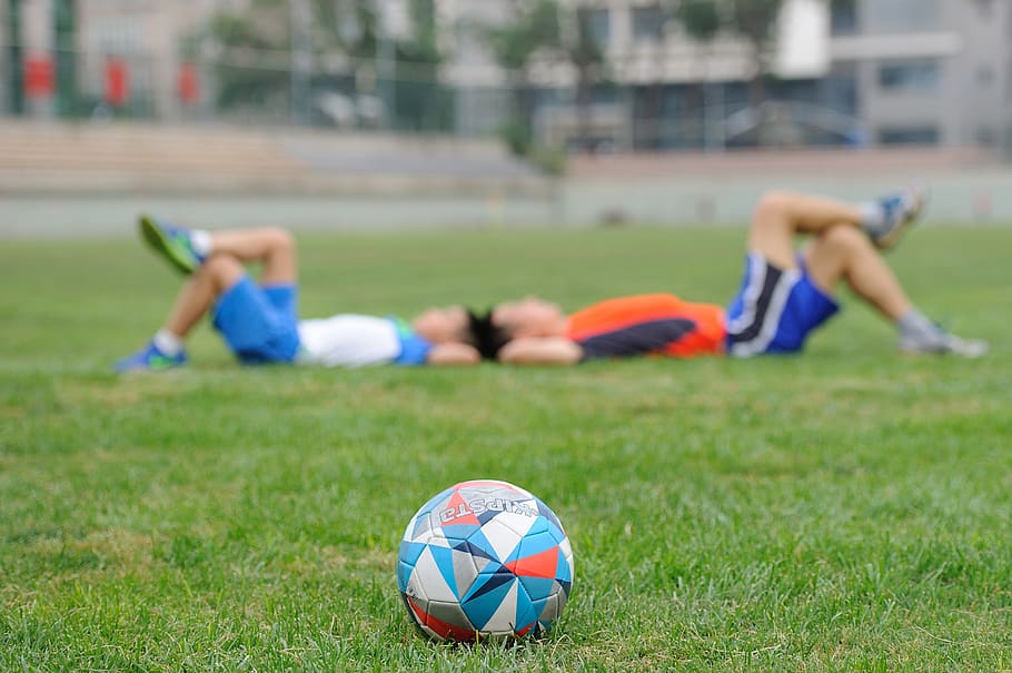 Soccer Ball on Grass, athlete, athletes, field, friends, fun
