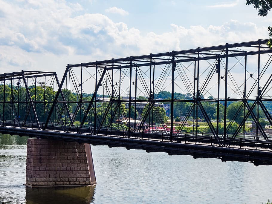 Bridge and Blue Sky, Architecture, Clouds, Nature, Ocean, Trees HD wallpaper