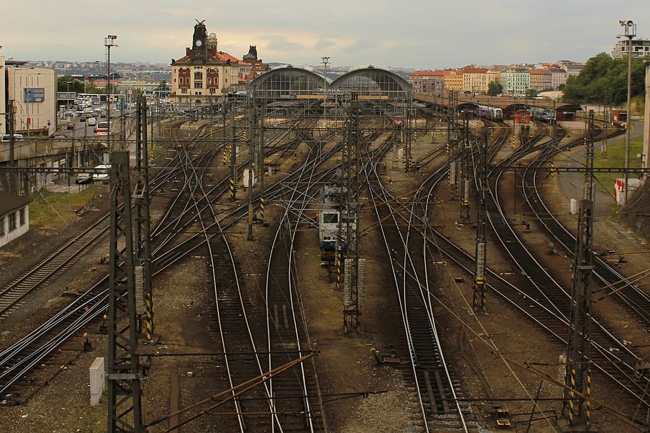 prague, central station, railway, rail transportation, built structure HD wallpaper
