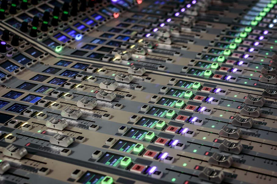 turned-on white and multicolored audio equalizer, technology HD wallpaper