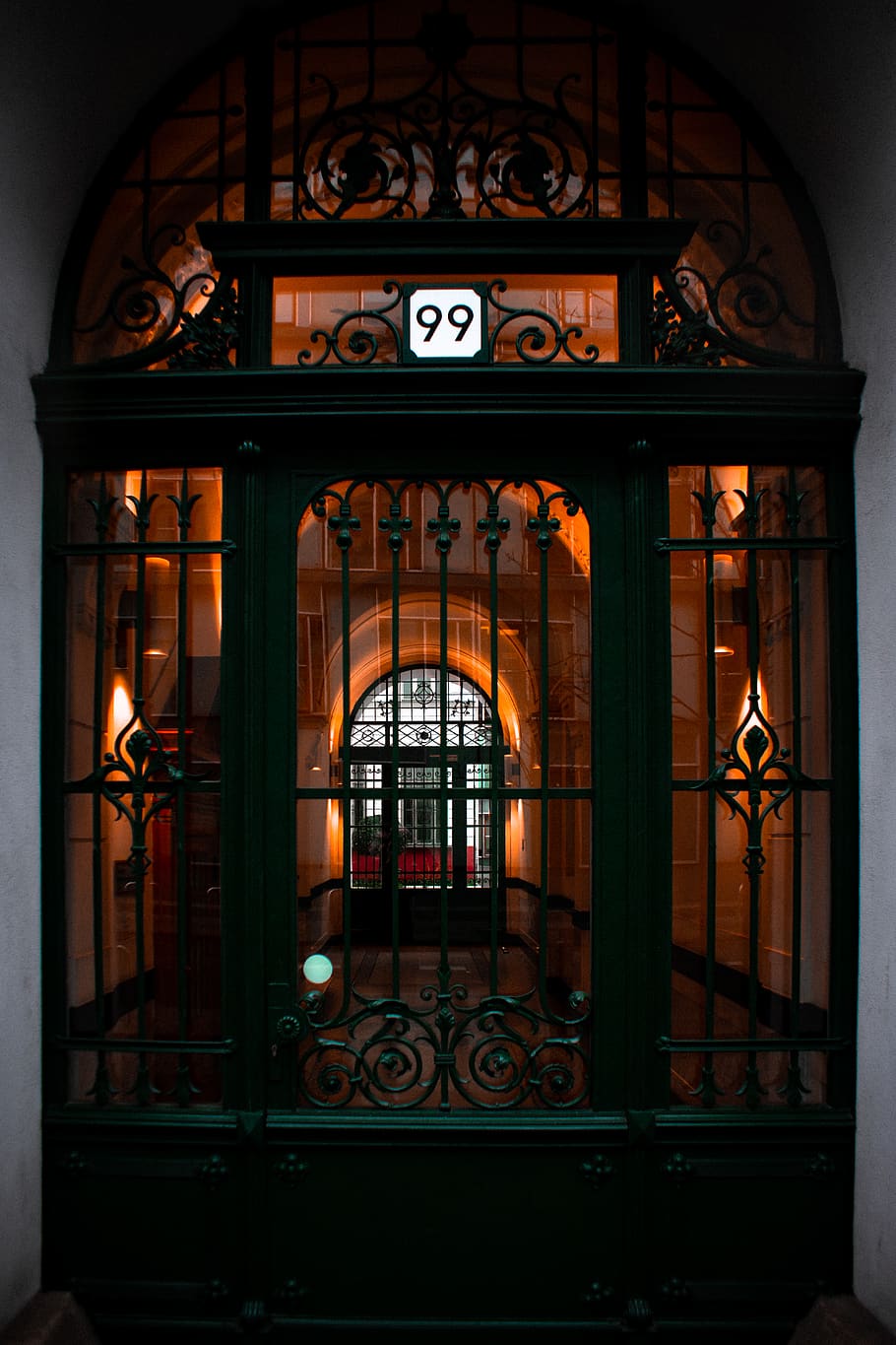 door, germany, berlin, floor, number, green, light, glass, orange HD wallpaper