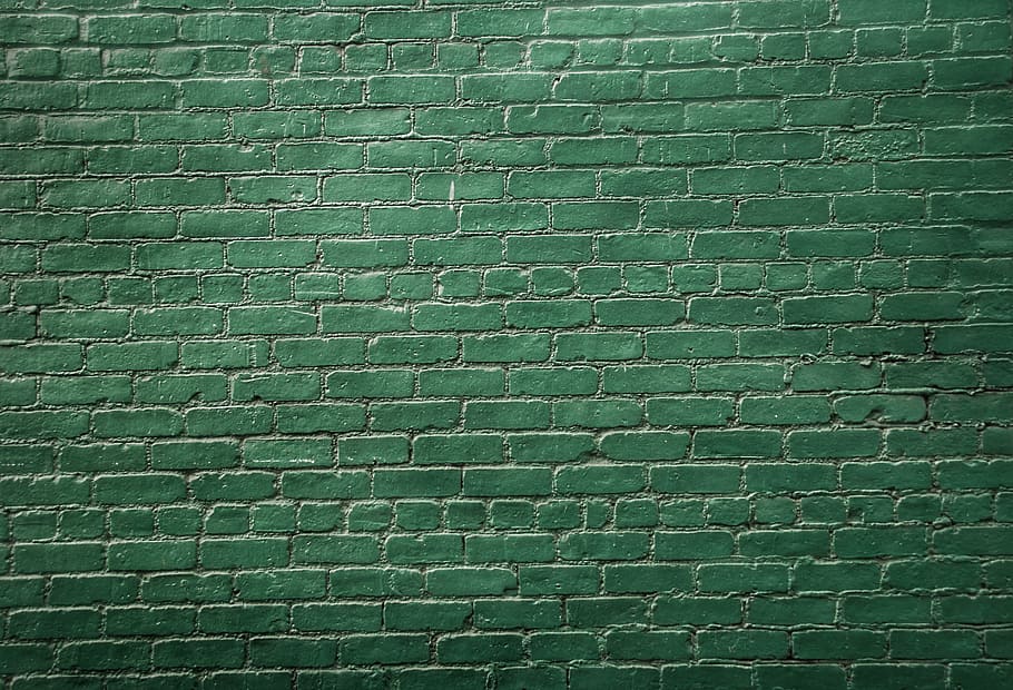 green painted wall, abstract, background, brickwall, green brick HD wallpaper