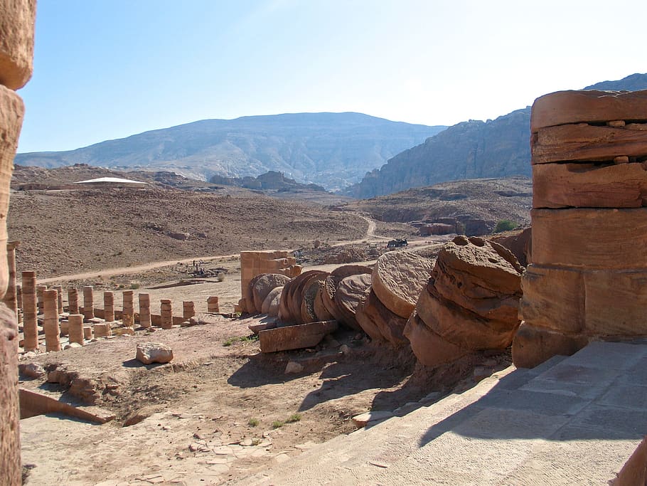 jordan, petra, classical, ruins, temple, landscape, mountain HD wallpaper