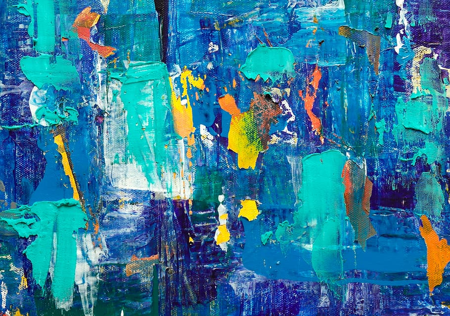 blue abstract painting, modern art, wall art, wallpaper, background